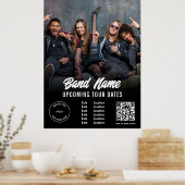 Aangepaste band foto Logo QR Gigs Tour Dates Black Poster (Keuken)