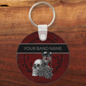 Aangepaste band Merch Skull Roos Rock Gothic Music Sleutelhanger (Voorkant)