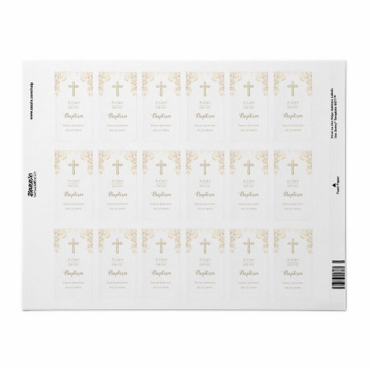 Aangepaste Baptism Gold Hand Sanitizer Etiket (Full Sheet)