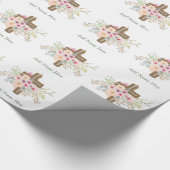Aangepaste Baptisme communitybevestiging Floral Cr Cadeaupapier (Hoek)