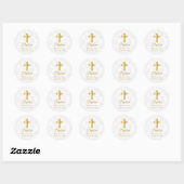 Aangepaste Baptisme in  White Damask en Gold Ronde Sticker (Vel)