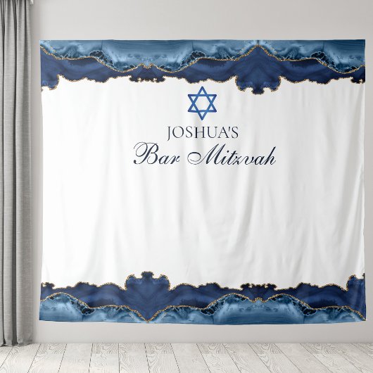 Aangepaste Bar Mitzvah Party Navy Blauw Fotocabine Wandkleed