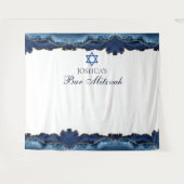 Aangepaste Bar Mitzvah Party Navy Blauw Fotocabine Wandkleed (Voorkant (horizontaal))