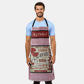 Aangepaste Barbecue Chef Red Gingham Check Schort (Gedragen)