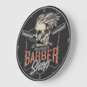 Aangepaste Barber Shop Hipster Skull en Razors Grote Klok (Hoek)