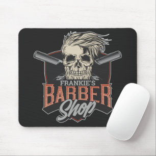 Aangepaste Barber Shop Hipster Skull en Razors Muismat