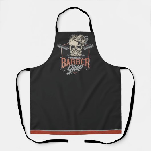 Aangepaste Barber Shop Hipster Skull en Razors Schort (Voorkant)