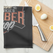 Aangepaste Barber Shop Hipster Skull en Razors Theedoek (Quarter Fold)