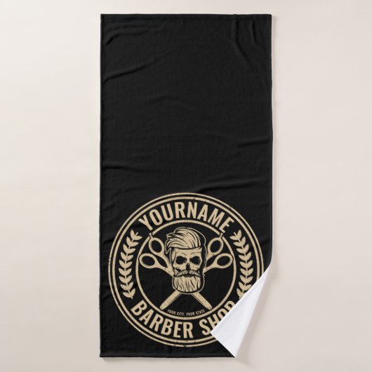 Aangepaste Barber Shop Skull Rockabilly Salon Bad Handdoek (Badhanddoek)