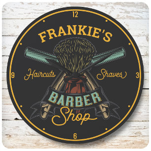 Aangepaste Barber Winkel Retro Haircuts Shaves Grote Klok