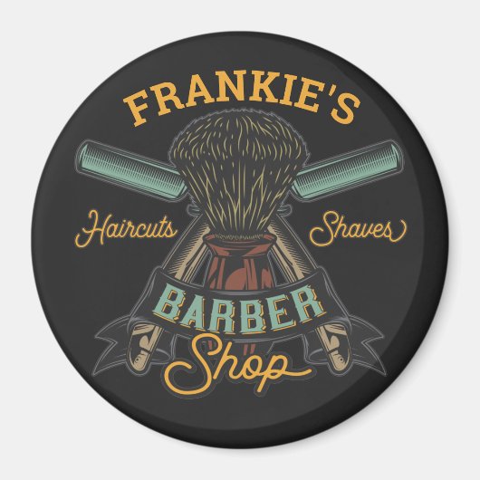 Aangepaste Barber Winkel Retro Haircuts Shaves Magneet (Voorkant)