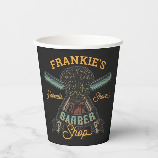 Aangepaste Barber Winkel Retro Haircuts Shaves Papieren Bekers (Voorkant)