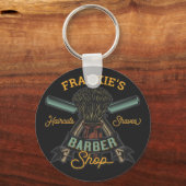 Aangepaste Barber Winkel Retro Haircuts Shaves Sleutelhanger (Voorkant)