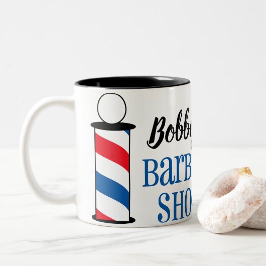Aangepaste Barberwinkel Tweekleurige Koffiemok (Met donut)