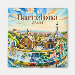 Aangepaste Barcelona Spanje Aquarel Park Guell Ret Magneet