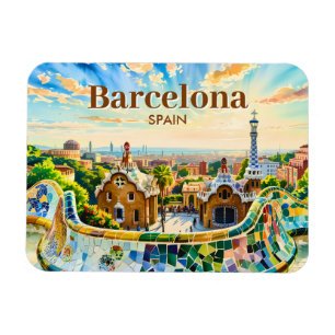 Aangepaste Barcelona Spanje Aquarel Park Guell Ret Magneet