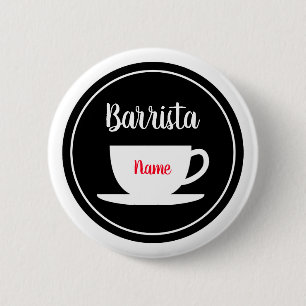 Aangepaste barista naamknoppen voor koffiecafé ronde button 5,7 cm