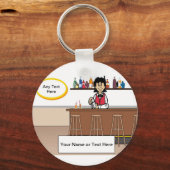 Aangepaste Bartender - Vrouw Cartoon Sleutelhanger (Voorkant)