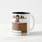 Aangepaste Bartender - Vrouw Cartoon Tweekleurige Koffiemok (Voorkant rechts)