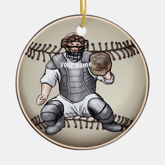 Aangepaste Baseball Catcher name ornament (Voorkant)
