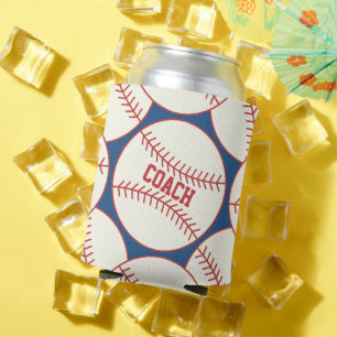 Aangepaste Baseball Coach Pattern Blue Red Koelbox Blikjeskoeler