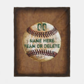 Aangepaste Baseball Fleece Blanket, Jouw tekst (Voorkant)