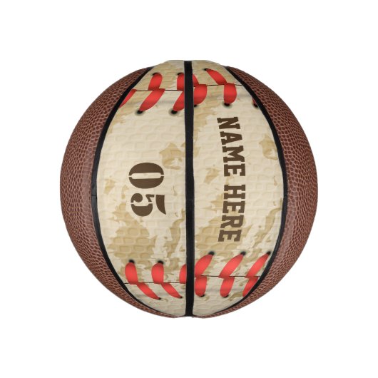 Aangepaste  Baseball Name Number Retro Basketbal (Verticaal)