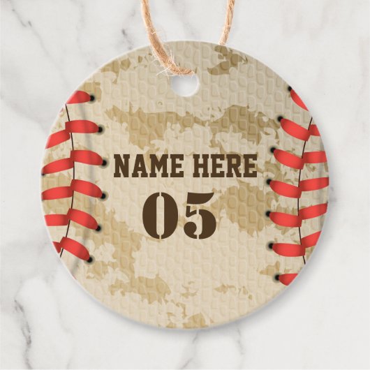 Aangepaste  Baseball Name Number Retro Bedankjes Labels (Voorkant)