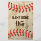 Aangepaste  Baseball Name Number Retro Briefpapier (Voorkant)