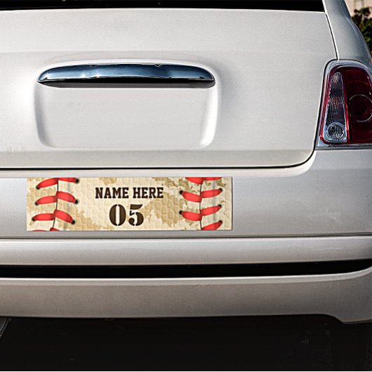 Aangepaste  Baseball Name Number Retro Bumpersticker