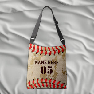 Aangepaste Baseball Name Number Retro Crossbody Tas