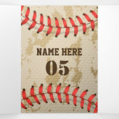 Aangepaste  Baseball Name Number Retro Drieluik Kaart (Binnenkant midden)
