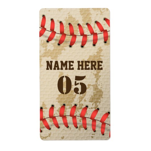 Aangepaste Baseball Name Number Retro Etiket (Voorkant)