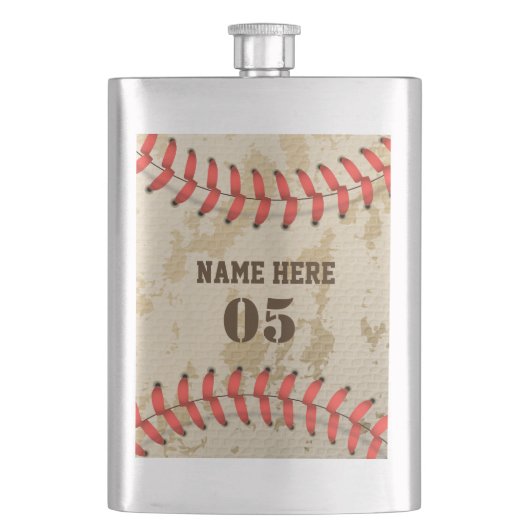 Aangepaste  Baseball Name Number Retro Flacon (Voorkant)