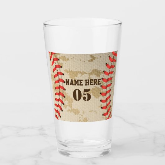 Aangepaste Baseball Name Number Retro Glas (Voorkant)