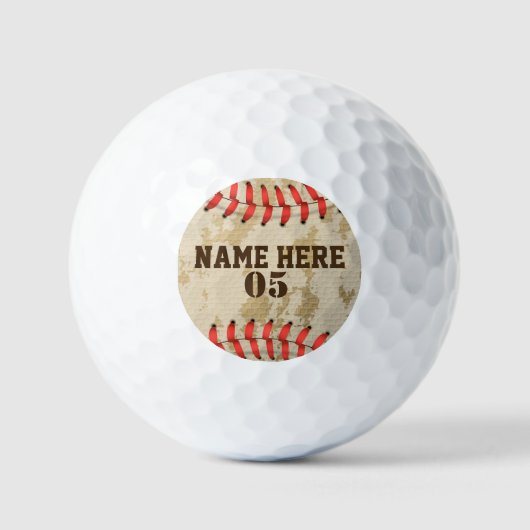 Aangepaste  Baseball Name Number Retro Golfballen (Voorkant)