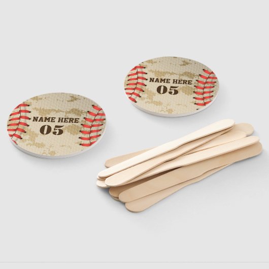 Aangepaste Baseball Name Number Retro Handwaaier (Niet-gemonteerd)