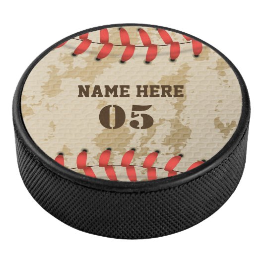 Aangepaste  Baseball Name Number Retro Hockey Puck (3/4)