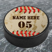 Aangepaste Baseball Name Number Retro Hockey Puck