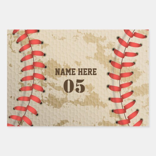 Aangepaste  Baseball Name Number Retro Inpakpapier Vel (Voorkant)