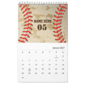 Aangepaste Baseball Name Number Retro Kalender (Jan 2027)