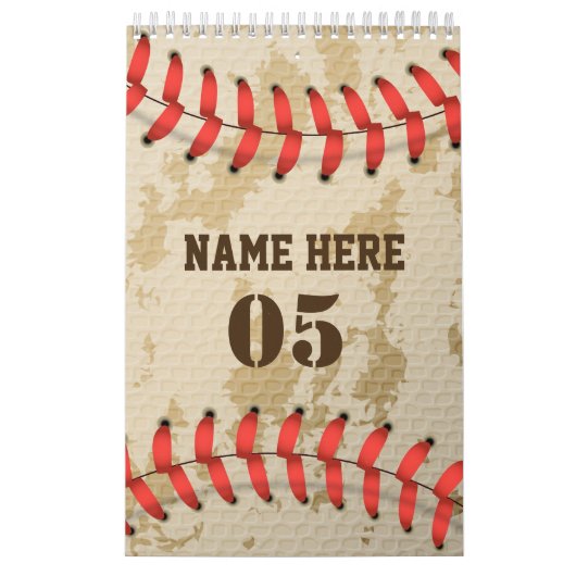 Aangepaste Baseball Name Number Retro Kalender (Hoes)