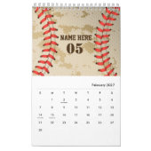Aangepaste Baseball Name Number Retro Kalender (Feb 2027)