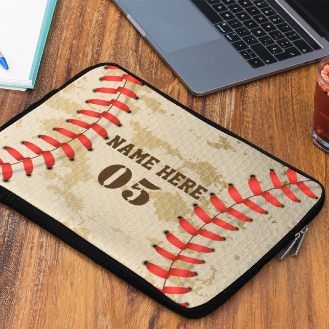 Aangepaste  Baseball Name Number Retro Laptop Sleeve (Creator heeft geüpload)