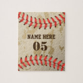 Aangepaste Baseball Name Number Retro Legpuzzel (Verticaal)