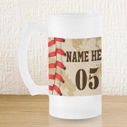 Aangepaste Baseball Name Number Retro Matglas Bierpul