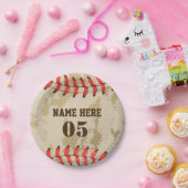 Aangepaste Baseball Name Number Retro Papieren Bordje (Feest)