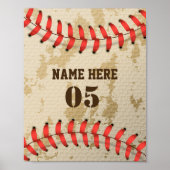 Aangepaste Baseball Name Number Retro Poster (Voorkant)