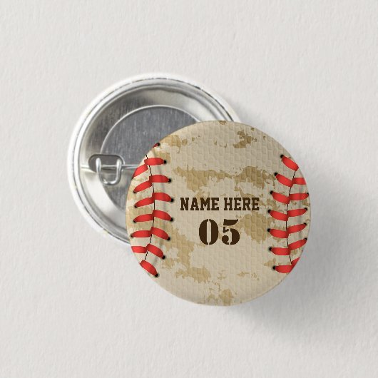 Aangepaste Baseball Name Number Retro Ronde Button 3,2 Cm (Voorkant /achterkant)