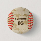 Aangepaste Baseball Name Number Retro Ronde Button 3,2 Cm (Voorkant)